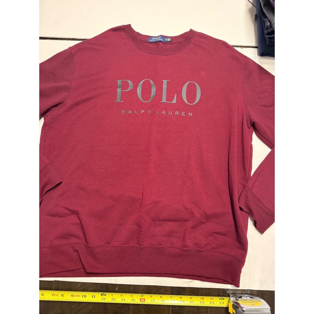 Polo Ralph Lauren Mens XL Burgundy Crewneck Sweatshirt Logo Fleece 710765013004